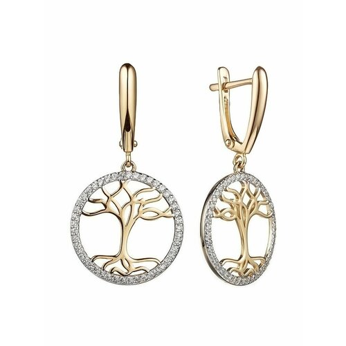 Серьги с подвесками YA ZOLOTO, красное золото, 585 проба, фианит, желтый