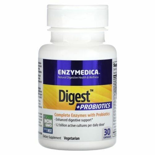 Enzymedica, Digest + Probiotics, Полная формула ферментов с пробиотиками, 30 капсул