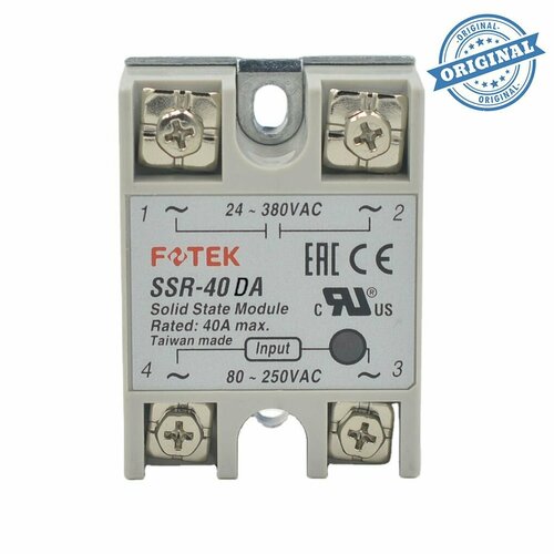 Однофазное твердотельное реле FOTEK SSR-40 DA твердотельное реле ssr 80da 80 а 3 32 в 24 380 в переменного тока