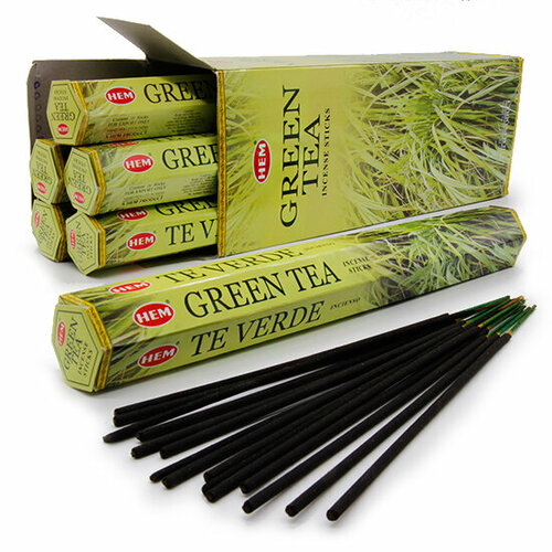 Hem Incense Sticks GREEN TEA (Благовония зеленый ЧАЙ, Хем), уп. 20 палочек. набор ароматических благовоний конусы hem хем зеленый чай green tea 3 уп по 10 шт
