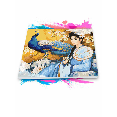 Картина по номерам на холсте Девушка и павлин, 60 х 70 см картина по номерам на холсте павлин восток 60 х 70 см