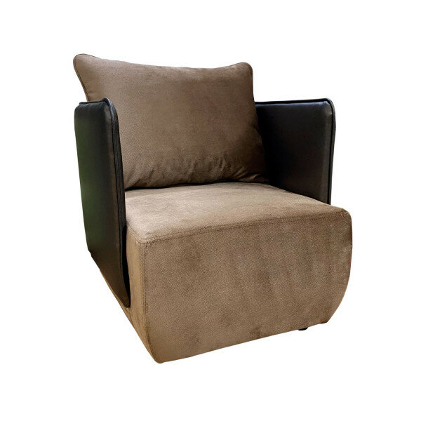 Кресло Фьорд модуль А размер: 78 х 75 см, спинка и подлокотники экокожа цвет шоколад, сиденье и подушка спинки текстиль цвет коричневый