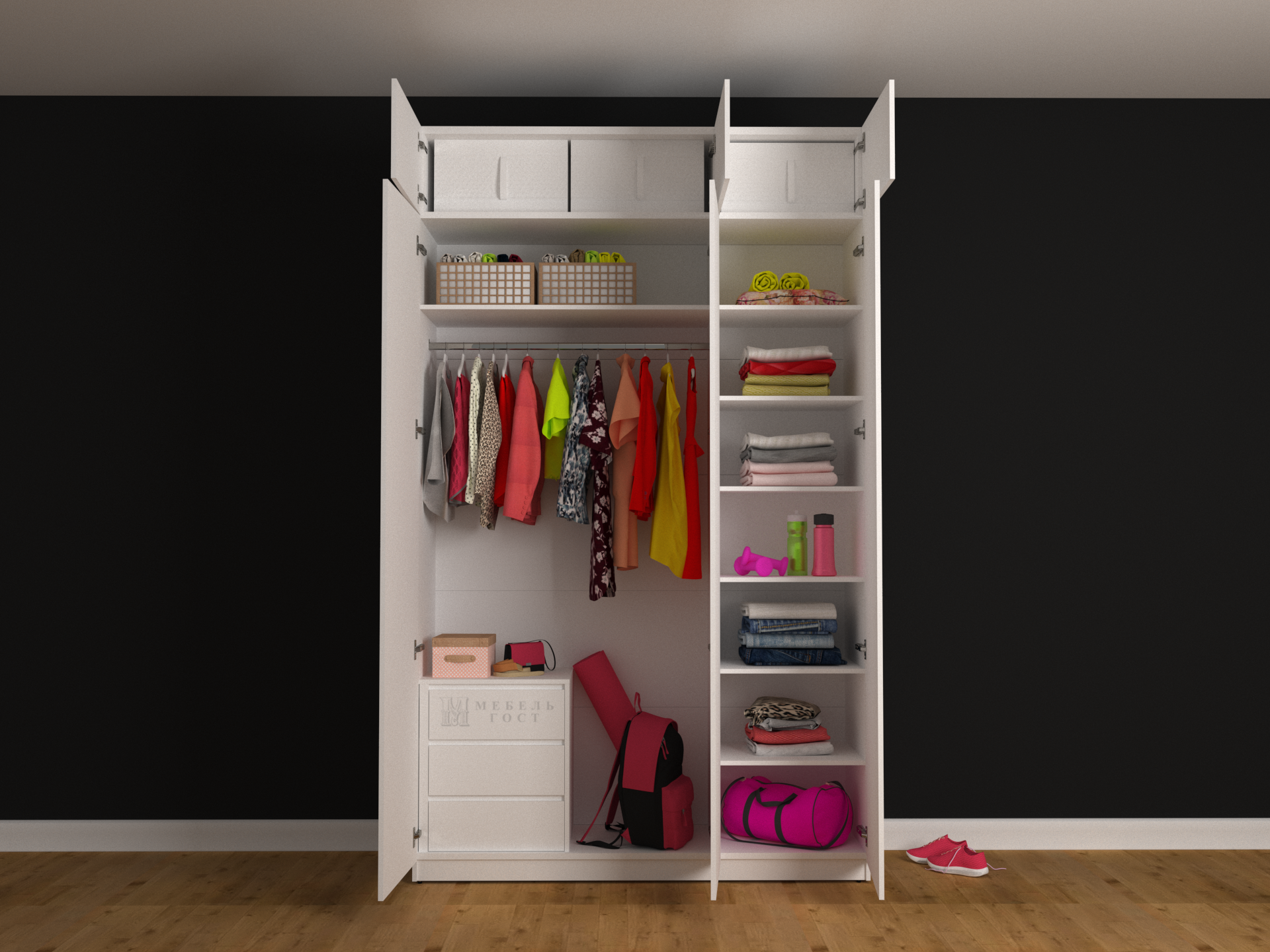 Шкаф для одежды "Мебель ГОСТ", аналог IKEA PAX, ШхВхГ 150x250х50 см