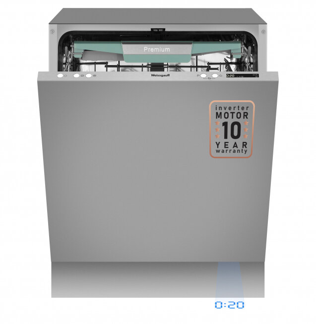 Встраиваемая посудомоечная машина с проекцией времени на полу авто-открыванием и инвертором Weissgauff BDW 6075 D Inverter AutoOpen Timer Floor