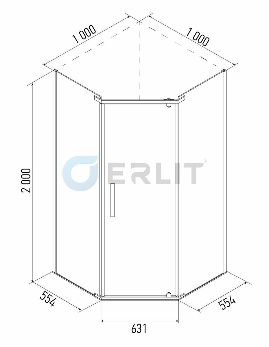 Ограждение душевое Erlit ER 10110V, 100х100х200 см - фото №2