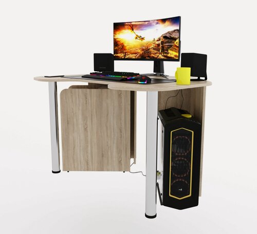 Изображение товара Угловой компьютерный стол "Угол" с тумбой, 140x87x75 см, дуб сонома