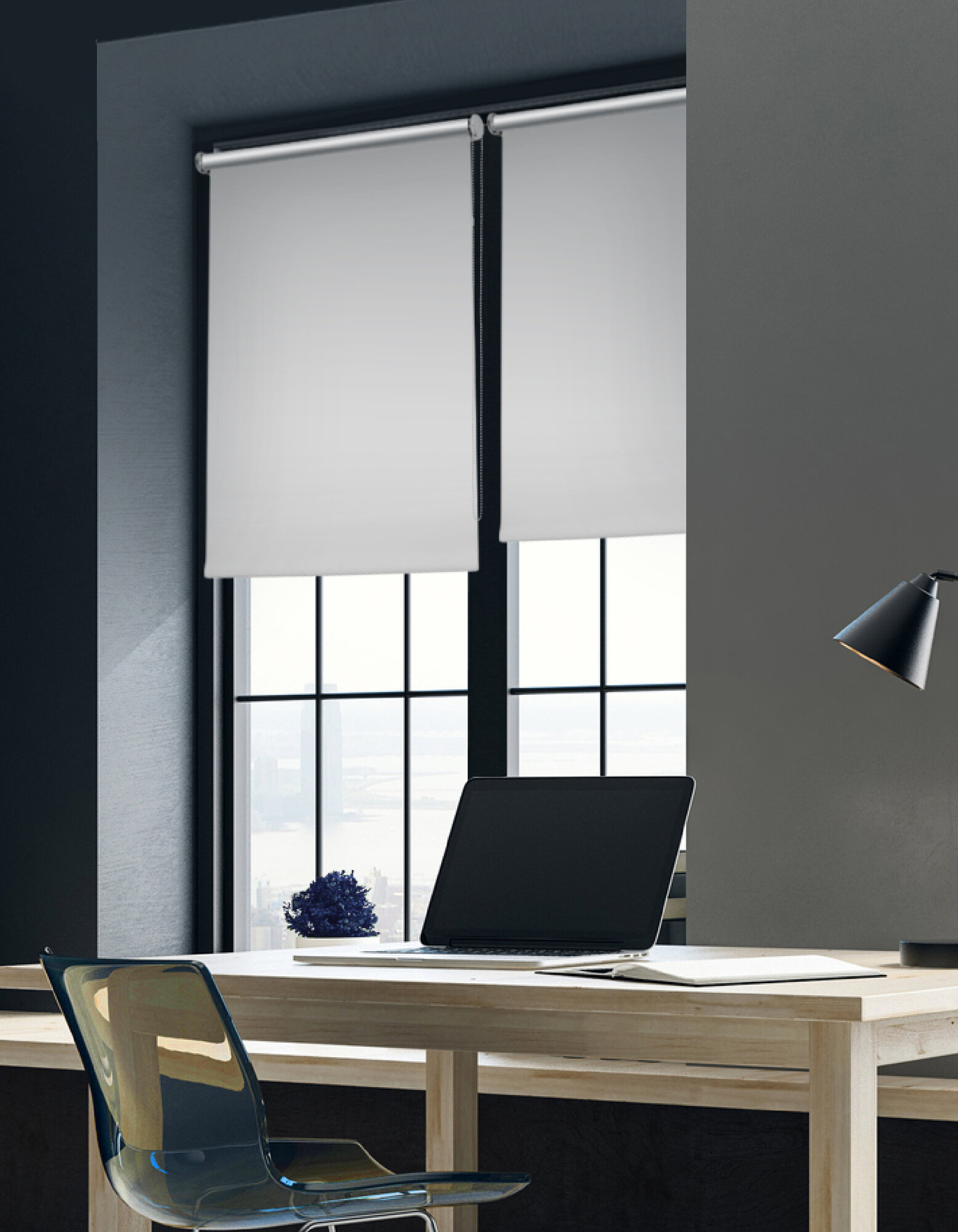 Рулонные шторы, Blackout silverback отражающий, белый 68х170 см