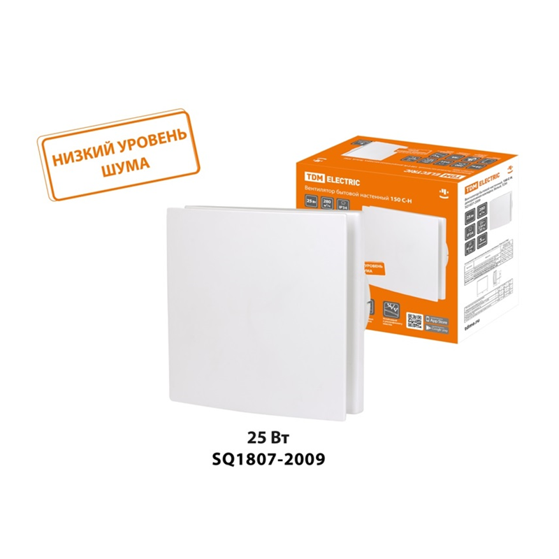 фото Вентилятор бытовой настенный, 150 С-Н, декоративная накладка, белый, TDM SQ1807-2009
