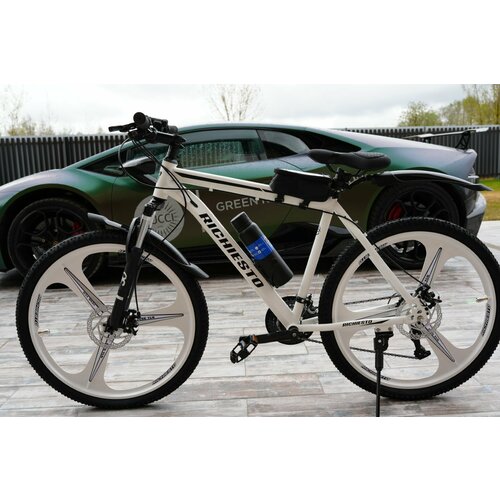 Велосипед RICHIESTO 26 на литых дисках ТРИ луча Горный Спортивный Унисекс белый матовый 26900₽