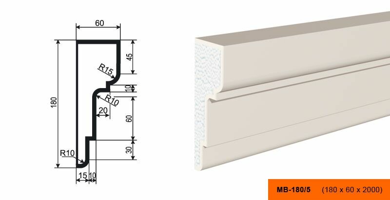 Lepninaplast МВ-180/5 фасадный молдинг из пенополистирола