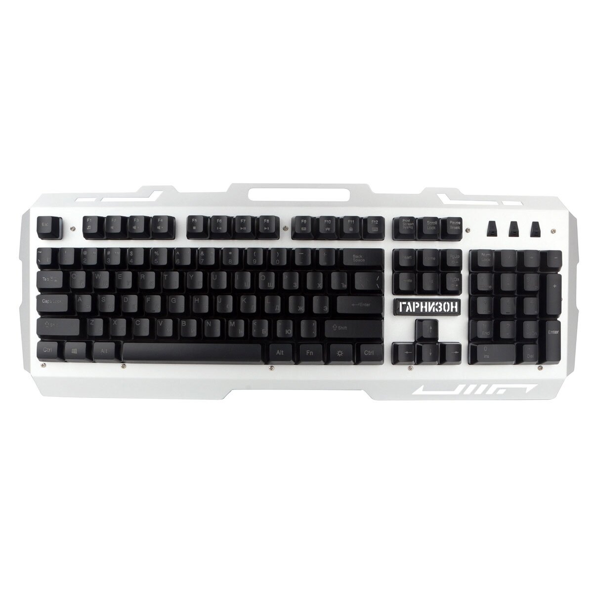 Клавиатура игровая Гарнизон GK-340GL металл подсветка RAINBOW USB черн/сер антифантом кл-ши каб 1.5м