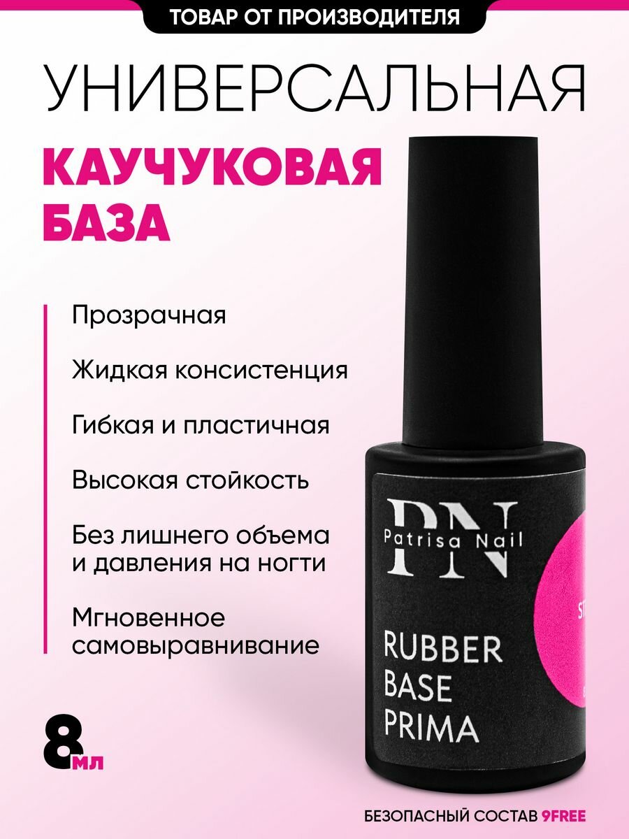 Прозрачная каучуковая база для ногтей Prima Rubber base 8 мл