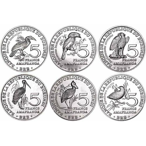 Бурунди набор Птицы из 6 монет - 5 франков 2014 год UNC