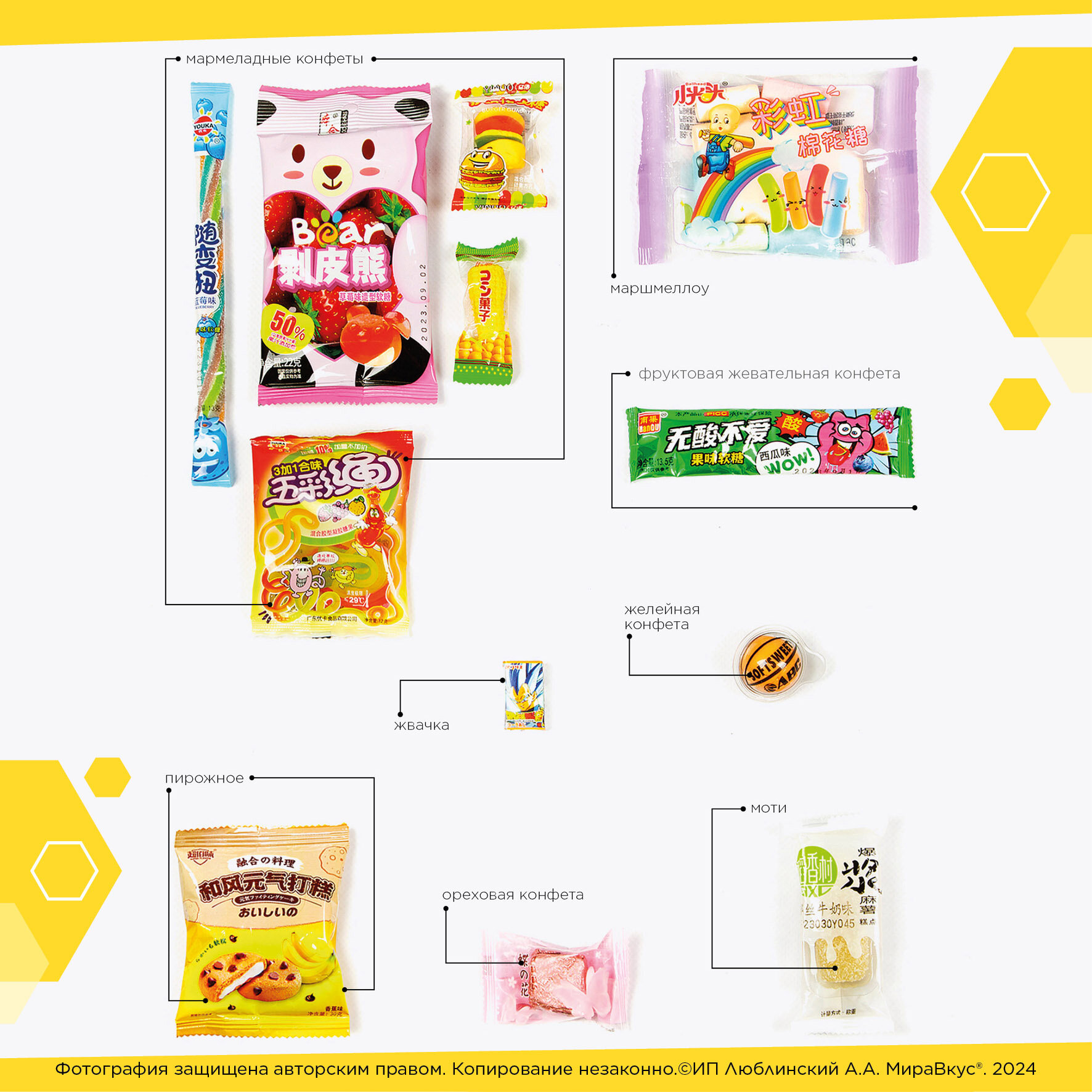 МираВкус Подарочный набор из Азии, вкусный сюрприз из Китайских и Японских сладостей, 24 штуки - фотография № 5