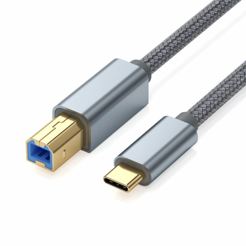 Кабель-переходник USB-C 3.1 / USB 2.0 Type-C / Type-B для принтера, синтезатора, MIDI клавиатуры, жесткого диска 1 метр Нейлон