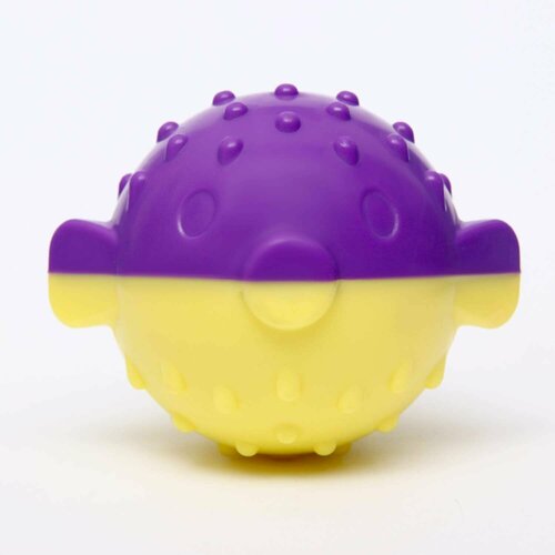 Игрушка Пижон для собак Фугу TPR 9 см фиолетовая/жёлтая