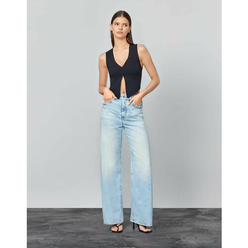Джинсы широкие Gloria Jeans, размер 44/170, синий джинсы с потертостями gloria jeans 44 размер
