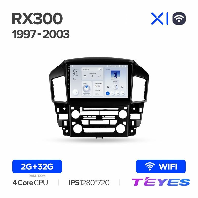 Магнитола Lexus RX300 XU10 1997-2003 Teyes X1 Wi-Fi 2/32GB, штатная магнитола, 4-ёх ядерный процессор, IPS экран, Wi-Fi, 2 DIN