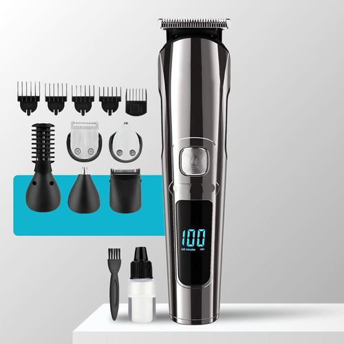 Машинка для стрижки волос 11 в 1 с насадками для бороды и тела / станция в подарок