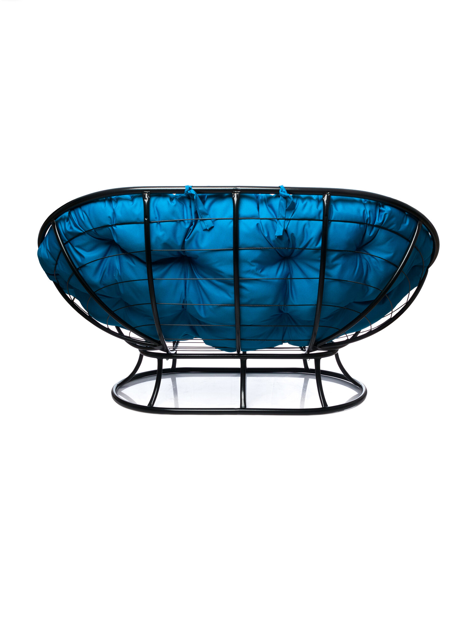 Диван мамасан без ротанга чёрное, голубая подушка — фото 1