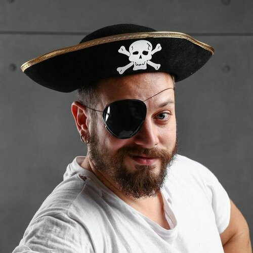 шляпа пиратская р р 56 58 каёмка цвета микс Шляпа пиратская, р-р 56-58, каёмка, цвета микс