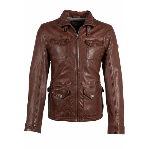 Кожаная куртка , размер 3xl, коричневый