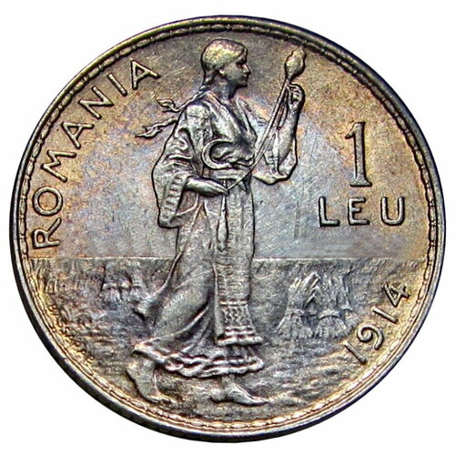 1 лей 1914 Румыния Кароль I клуб нумизмат монета 5 марок саксонии 1914 года серебро е
