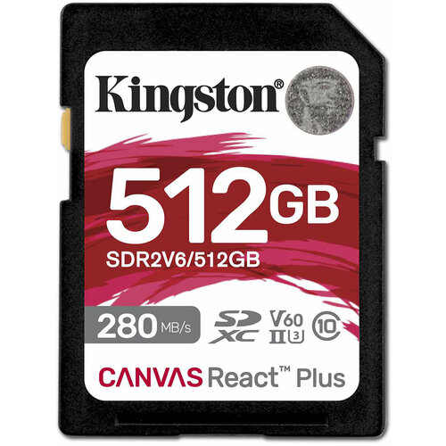 Карта памяти 512Gb SD Kingston Canvas React Plus (SDR2V6/512GB) детская карта памяти на день рождения запись роста эмблемы детские деревянные знаки объявления