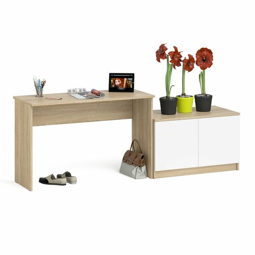 Стол письменный СВК Мори 1200 с тумбой с дверками сономабелый ШхГхВ 2108х504х766 см 9912₽