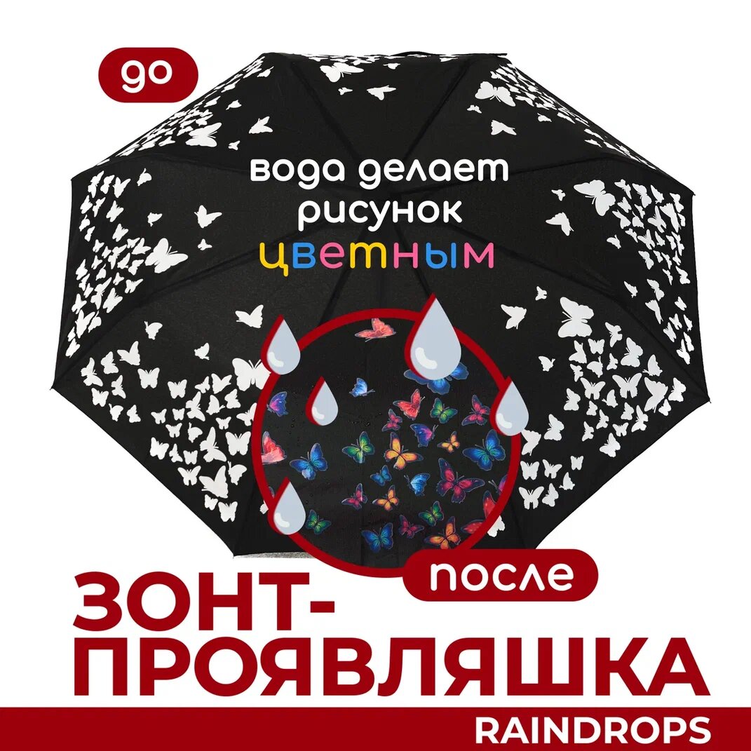 фото Зонт женский автомат проявляшка RAINDROPS