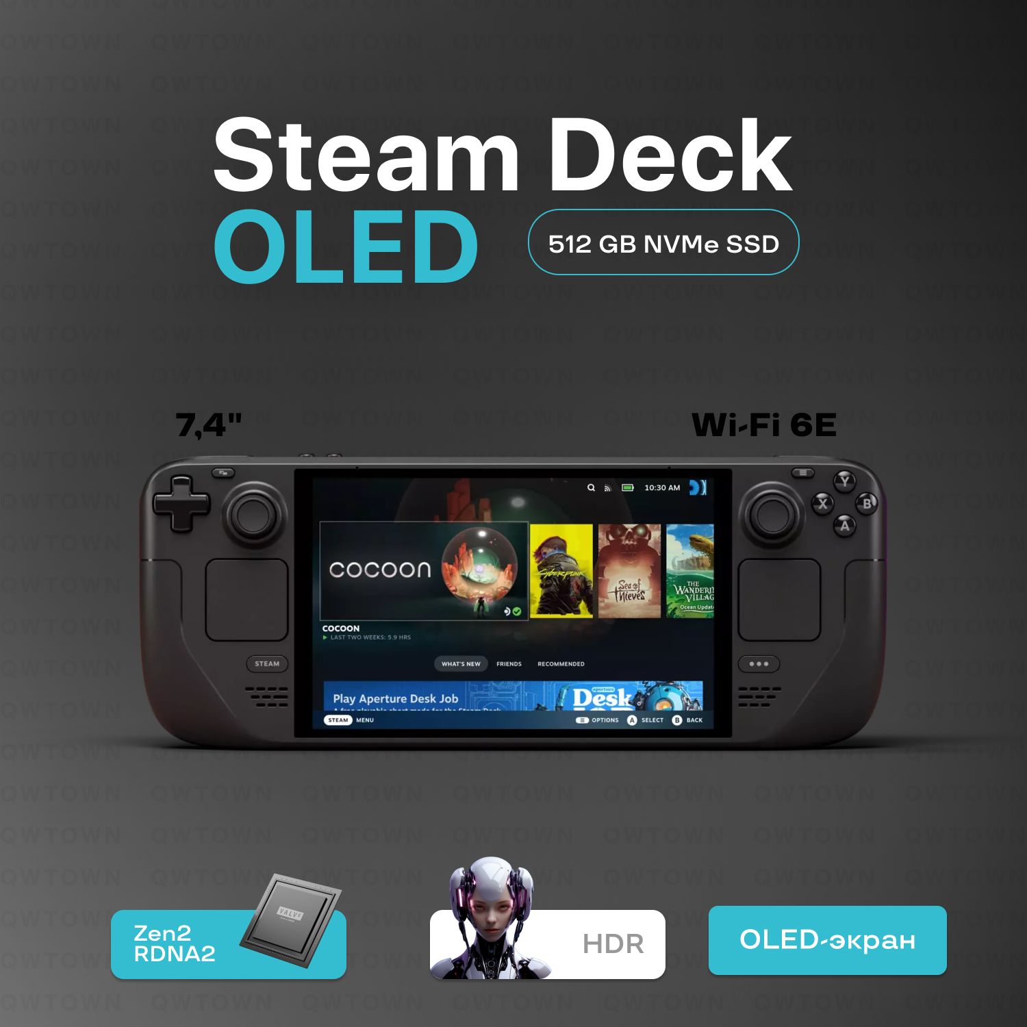 Портативная игровая консоль Valve Steam Deck OLED, 512GB, черный