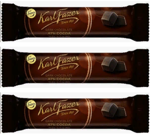 Шоколадные батончики Karl Fazer тёмный шоколад, комплект 3уп по 39г (Финляндия)