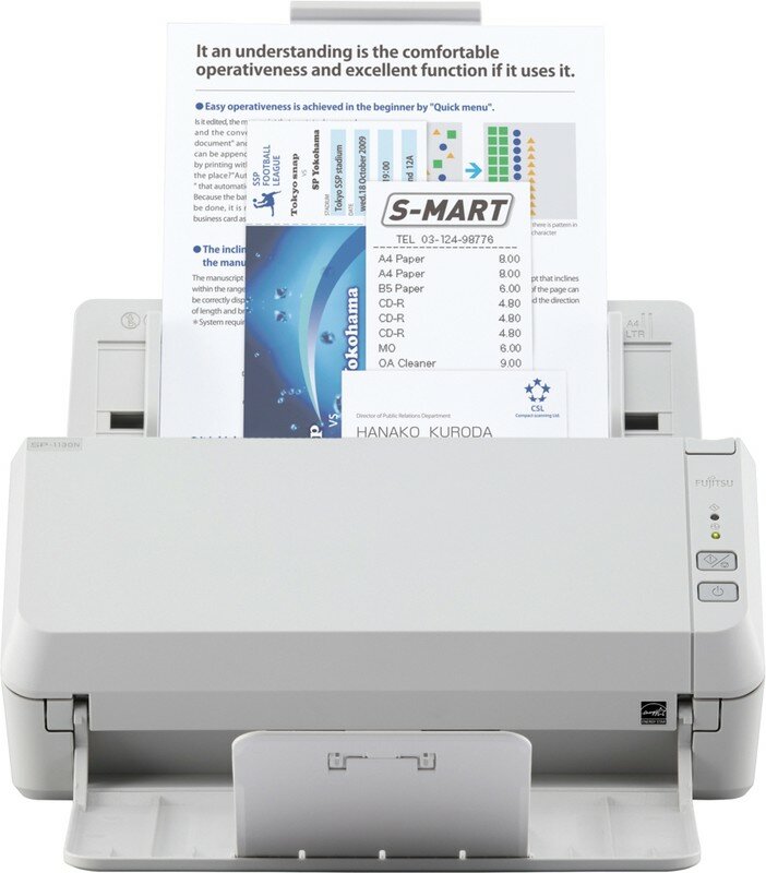 Fujitsu SP-1130N (PA03811-B021), SP-1130N Документ сканер А4, двухсторонний, 30 стр/мин, автопод. 50 листов, USB 3.2, Gigabit Ethernet