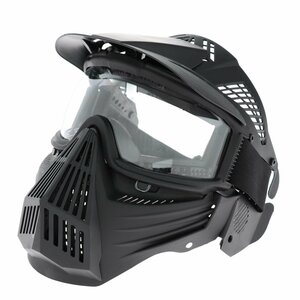 Очки-маска для езды на мототехнике, разборные, визор прозрачный, козырек, цвет черный (1шт.)