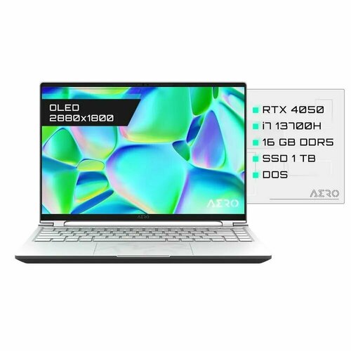 14 Игровой ноутбук Gigabyte AERO 14 OLED Intel Core i7-13700H 24 ГГц RAM 16 ГБ SSD 1024 ГБ NVIDIA GeForce RTX 4050 для ноутбуков 6 Гб Без системы BMF-72KZBB4SD светло-серый 25510900₽