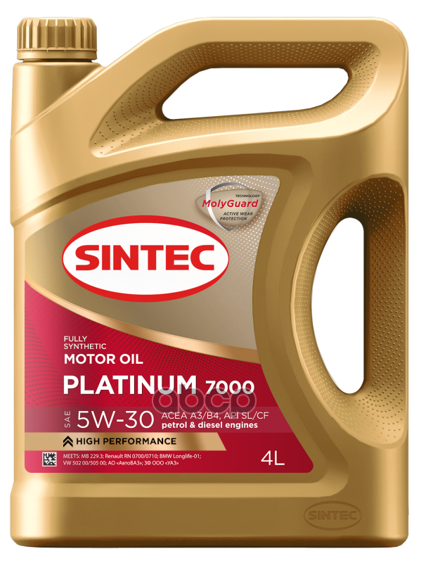 SINTEC Sintec Масло Моторное Platinum 7000 5W-30 A3/B4 Sl/Cf 4Л