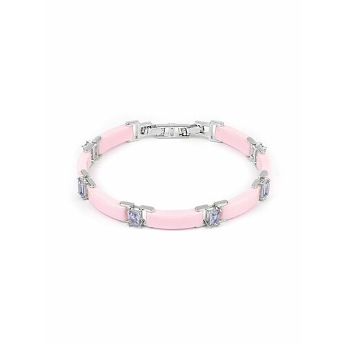 Браслет, керамика, александрит синтетический, розовый, серебристый
