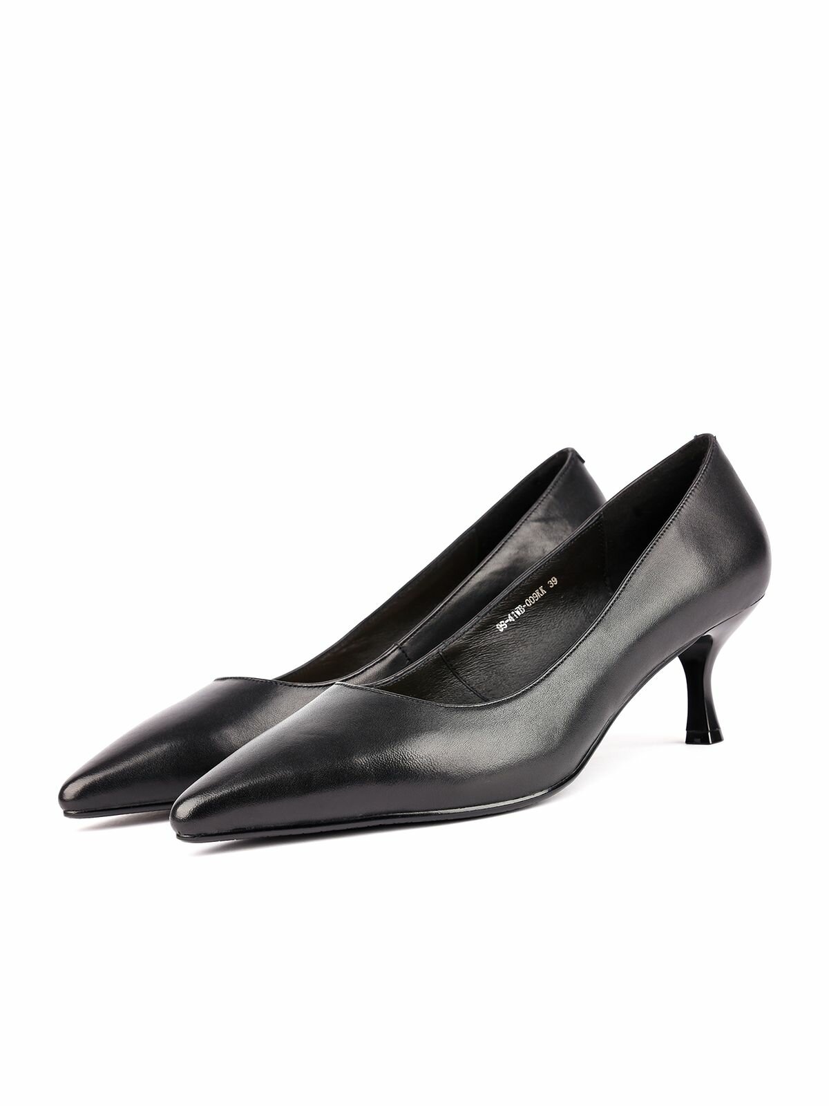 фото Черные женские кожаные туфли лодочки на среднем каблуке Zenden 99-41WB-009KK