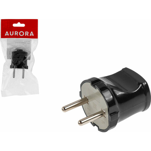 Вилка электрическая прямая 10А 250В AURORA STARTUL черная A100-002 537₽