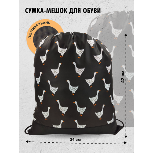 Мешок для сменной обуви AXLER спортивная сумка для сменки для мальчиков и девочек, черная, ткань оксфорд, 42х34 см