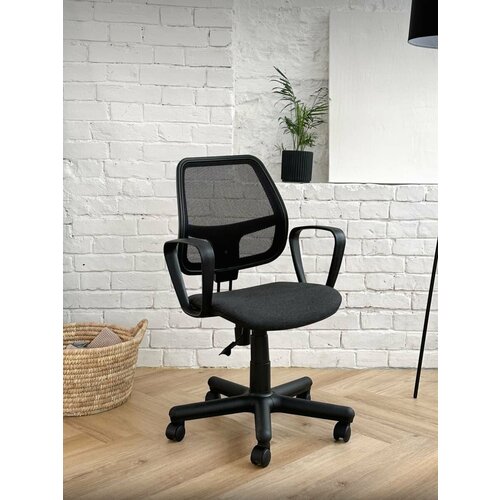 ALFA Альфа C-38 OH-5 Кресло компьютерное офисное ткань темно-серая сетка черная 7690₽