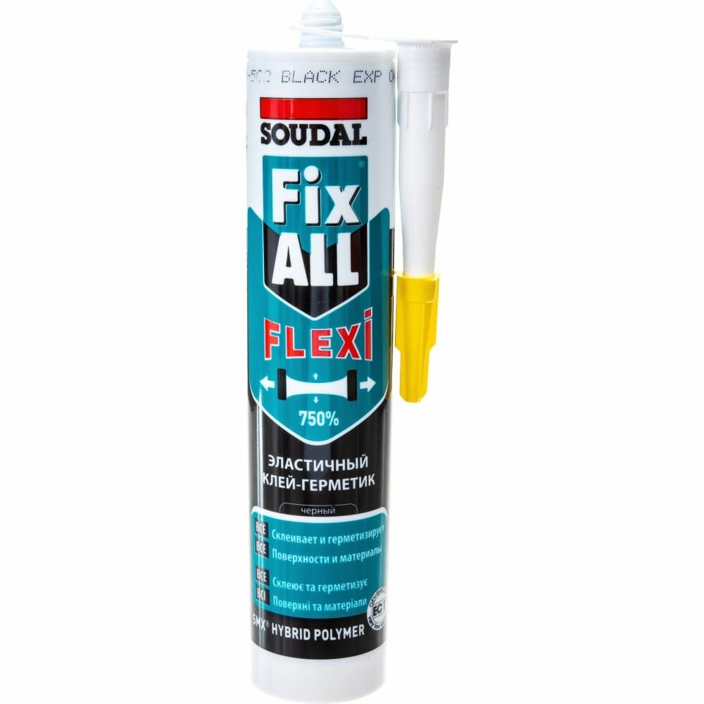 фото Soudal гибридный клей-герметик Фикс Алл Флекси черный 290мл. 134901