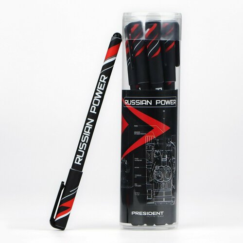 Ручка пластик с колпачком шариковая Russian power синяя паста 07 мм 8шт 512₽