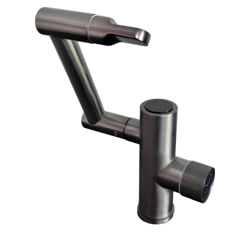 Современный смеситель для раковины водопад с цифровым дисплеем поворотный интеллектуальный, серый хром