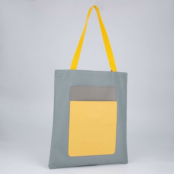 фото Сумка-шопер с карманом, черный цвет, 40 х 35 см