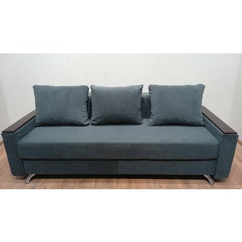 Диван-книжка Холлф ткань RS-17 серый , жесткий подлокотник , доска 1й сорт, ППУ, ткань, с ящиком для хранения 2150х950х850 (1400х1900) мебельный РАЙ