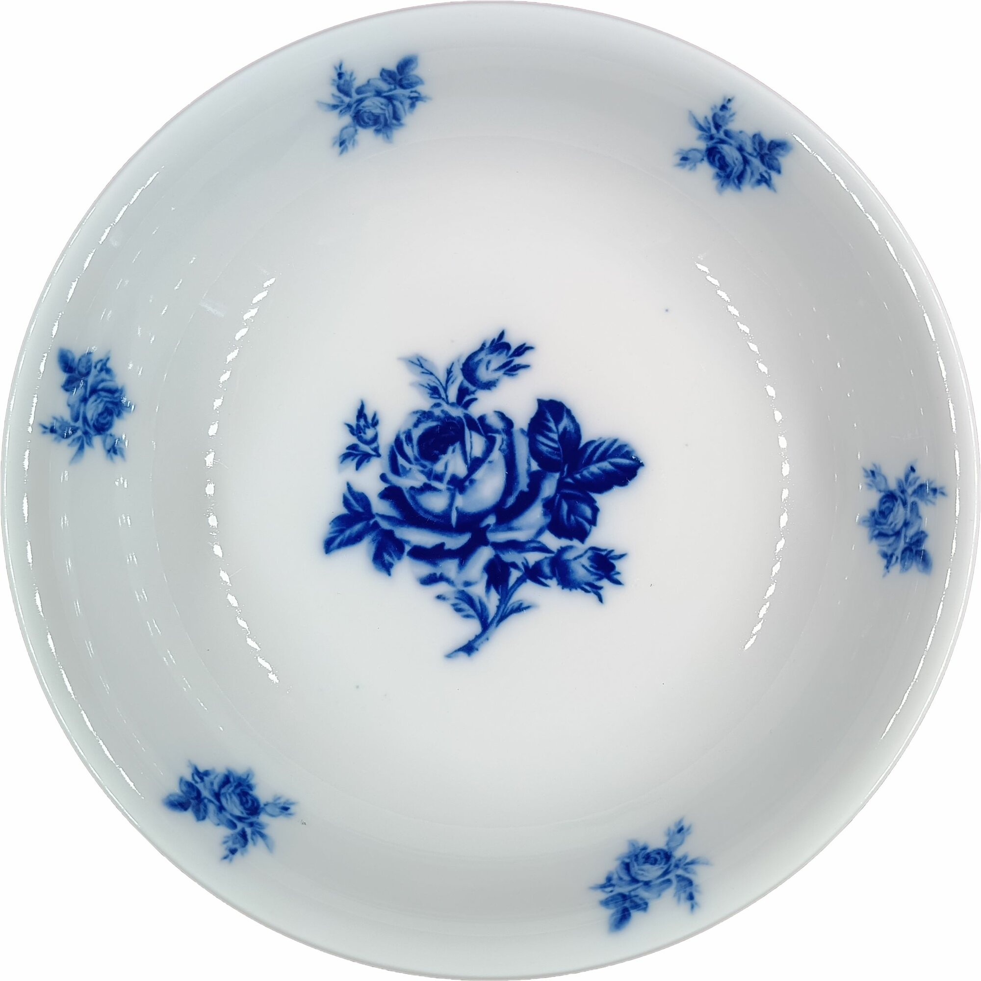 Салатник винтажный большой "Синяя роза", 26 см, AAB, Bohemia, Чехословакия, 80-е