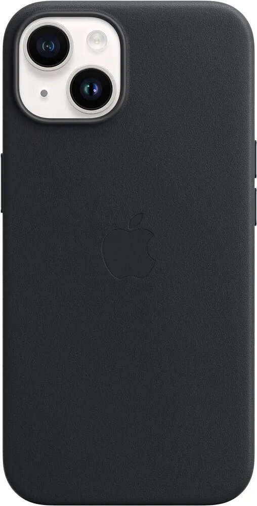 Кожаный чехол MagSafe для iPhone 14 Midnight / Анимация NFC / Leather Case with MagSafe для Айфон 14 / Чёрный