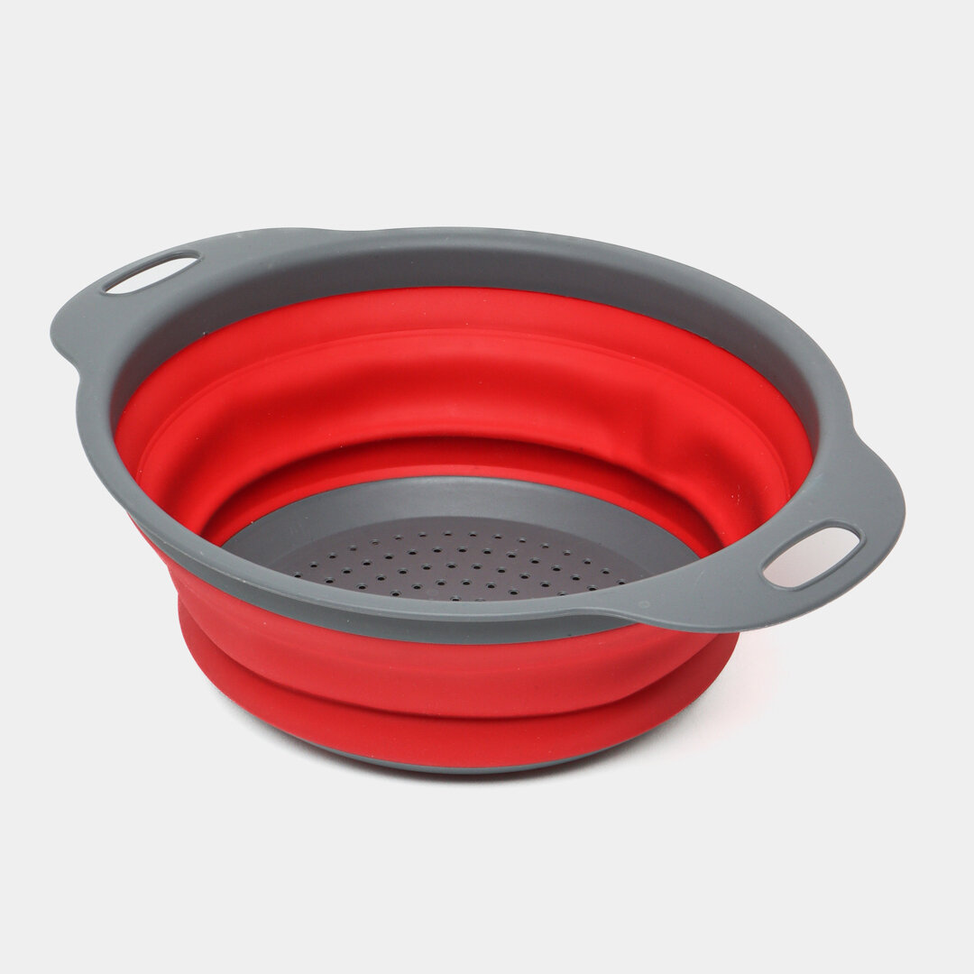 Дуршлаг Fresco складной силиконовый круглый 20см серый и красный