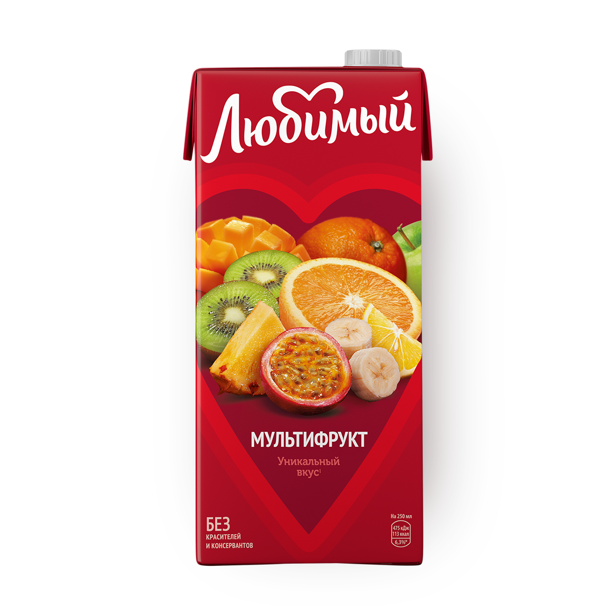Нектар Любимый "Мультифрукт", тетрапак, 0,95 л, без красителей и консервантов